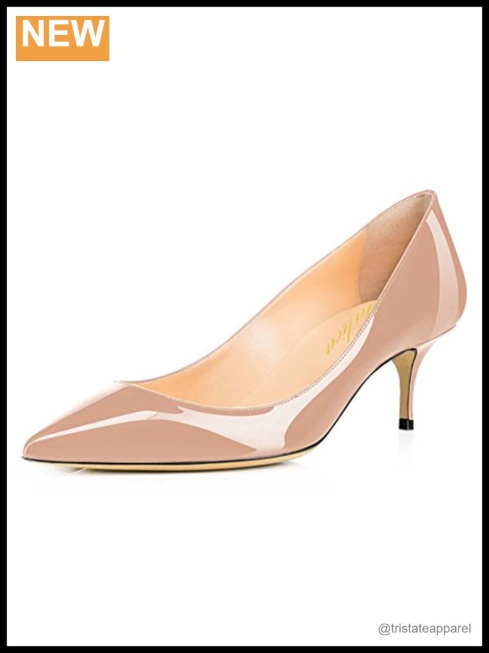 Women Pointed Toe Kitten Heel Slip On Faux Leather Pumps